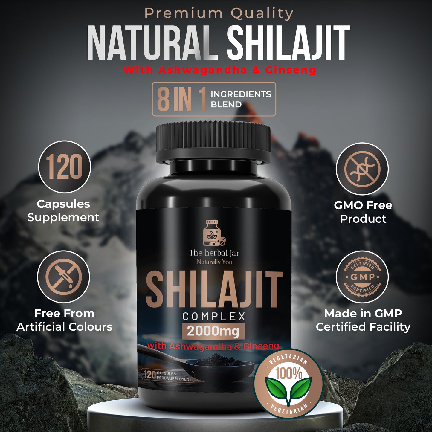 Himalayan Shilajit 7000mg Caps – 120 High-Strength • 60% Fulvic Acid 8 in 1 UK