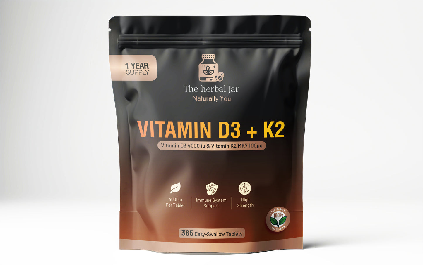 Vitamin D3 4000 iu & Vitamin K2 MK7 100μg- 1 Year Supply, Vitamin D3 K2 365 Tabs