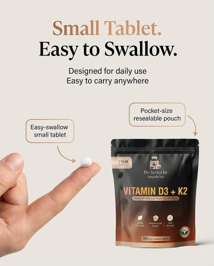 Vitamin D3 4000 iu & Vitamin K2 MK7 100μg- 1 Year Supply, Vitamin D3 K2 365 Tabs