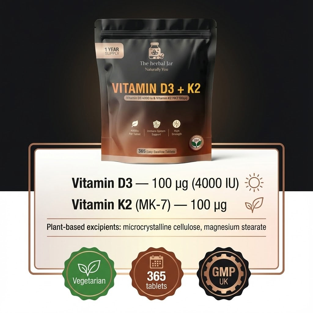 Vitamin D3 4000 iu & Vitamin K2 MK7 100μg- 1 Year Supply, Vitamin D3 K2 365 Tabs